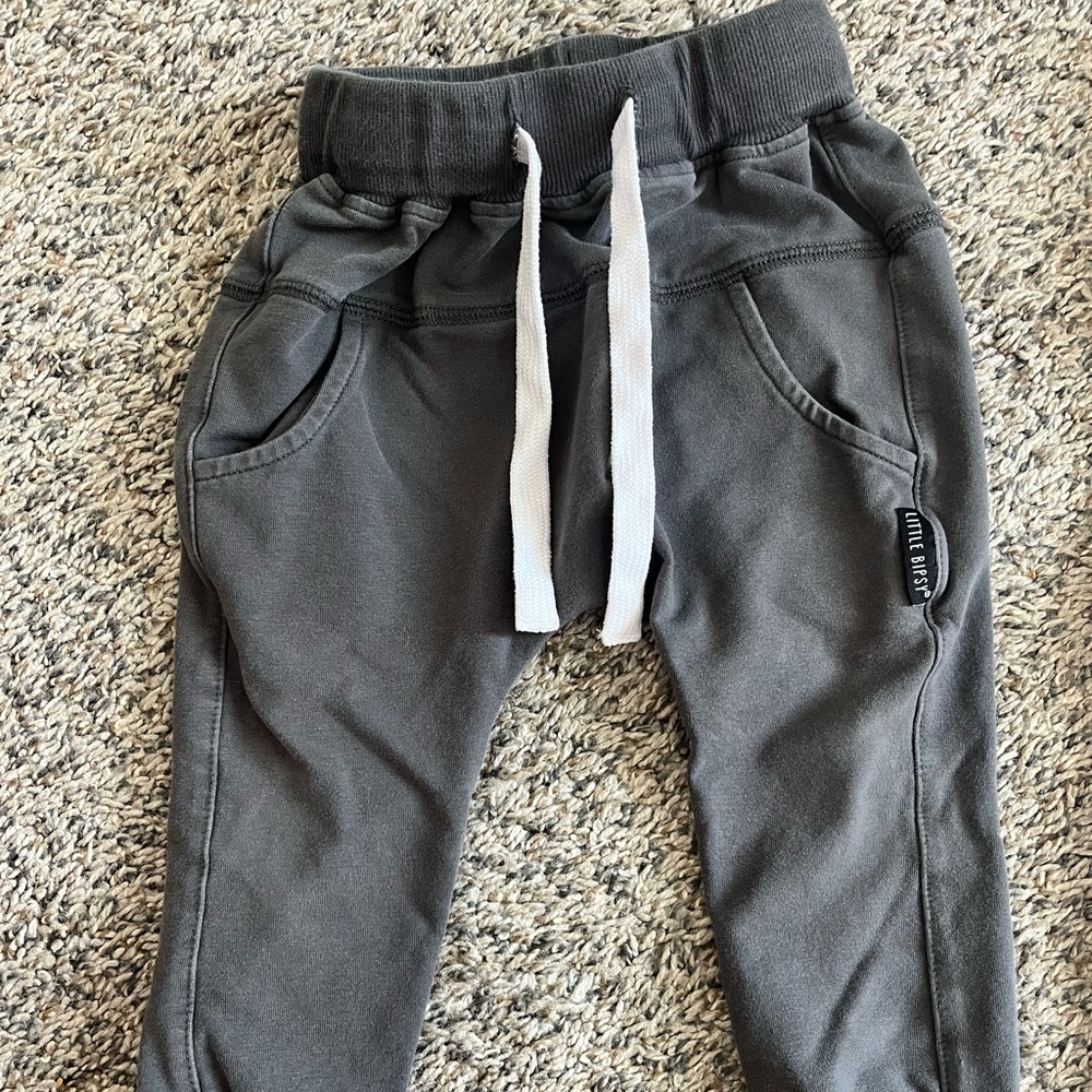 Worn Little Bipsy Charcoal joggers, size 18-24 months.